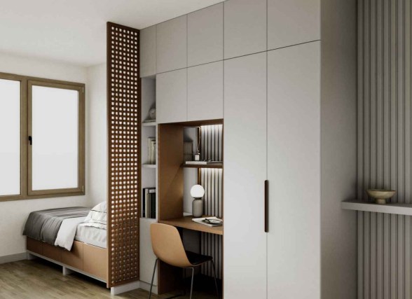 Single with study niche — rendering